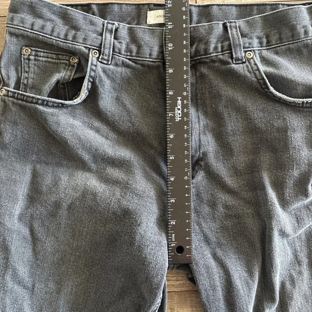 Anine Bing Jeans Womens 30x27 Charcoal Gray High Rise Straight Leg Raw Hem Denim